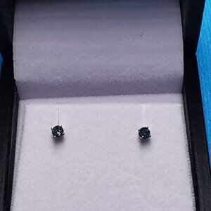 14kt. Gold , Natural Blue Diamond Stud Earrings with Appraisal